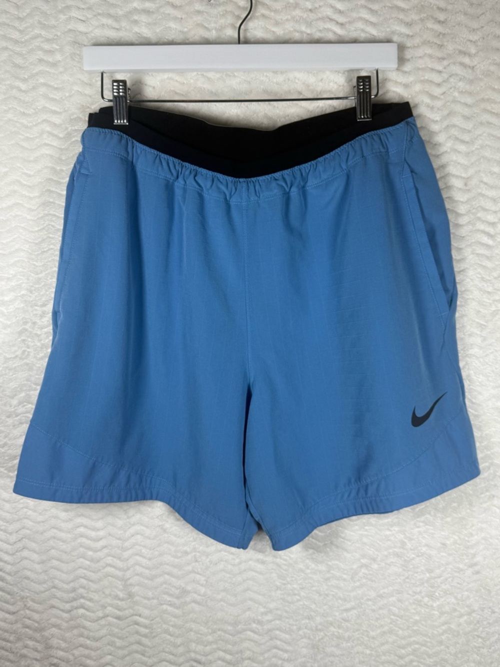 Nike Men’s Light Blue Athletic Shorts with Black Waistband